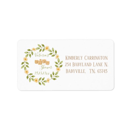 Étiquette Baby shower de courroie d'aquarelle simple (Devant)