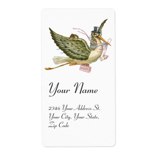 Étiquette BABY SHOWER DE FILLE STORL, Blanc rose (Devant)