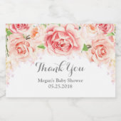 Étiquette Baby shower de fleurs d'aquarelle rose (Étiquettes simples)