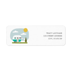 Étiquette Baby shower de garçon Turquoise de camping-cars A