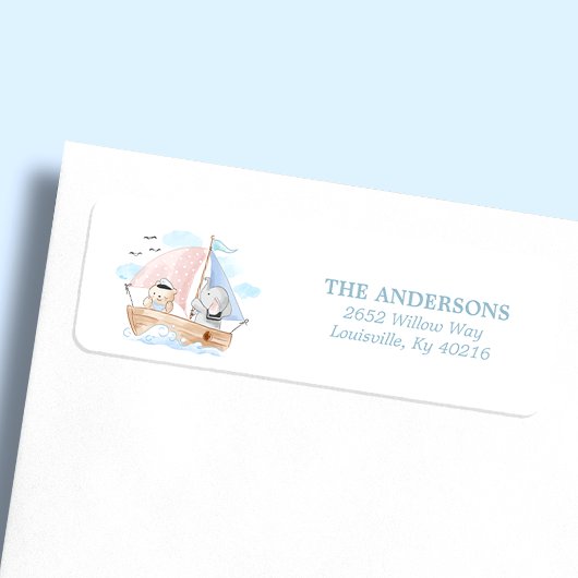 Étiquette Baby shower de l'éléphant nautique