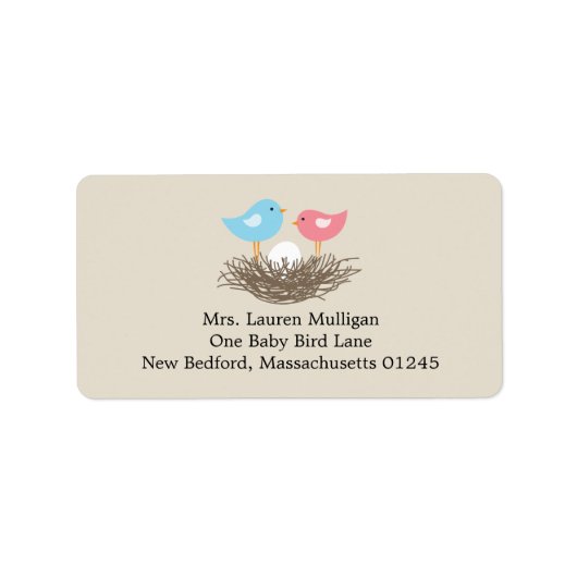 Étiquette Baby shower de nid d'oiseaux (Devant)