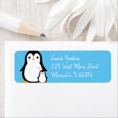 Étiquette Baby shower de pingouin (En situation)