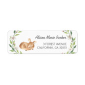 Étiquette Baby shower de verdure fleurie de cerfs de bois Re (Devant)