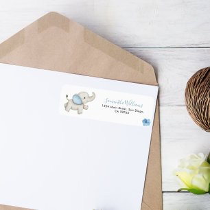 Étiquette Baby shower d'éléphant aquarelle