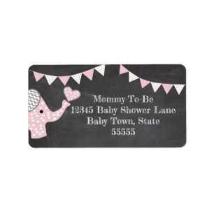 Étiquette Baby shower d'éléphant rose