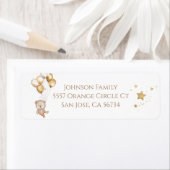 Étiquette Baby shower des Ballons et étoiles d'or de l'ours (En situation)