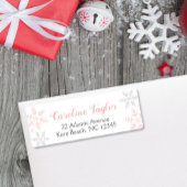 Étiquette Baby shower des flocons de neige roses hiver
