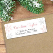 Étiquette Baby shower des flocons de neige roses hiver