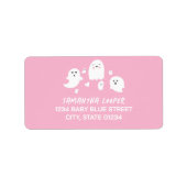 Étiquette Baby shower d'Halloween Fille Fantôme Rose (Devant)