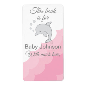 Étiquette Baby shower "Dolphin Pink" feuille de plaque de 8