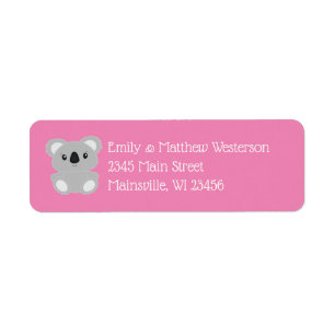 Étiquette Baby shower d'ours rose Koala