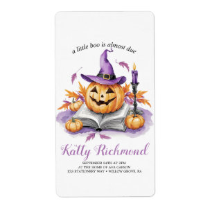 Étiquette Baby shower du Citrouille d'Halloween Little Boo