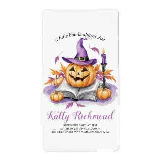 Étiquette Baby shower du Citrouille d'Halloween Little Boo