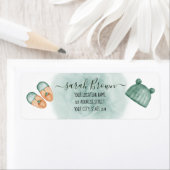 Étiquette Baby shower ELEGANT VERT & ORANGE WATERCOLOR (En situation)