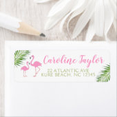 Étiquette Baby shower Flamant rose Floral Aquarelle (En situation)