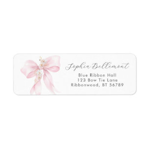 Étiquette Baby shower Floral Bow rose Adresse de retour