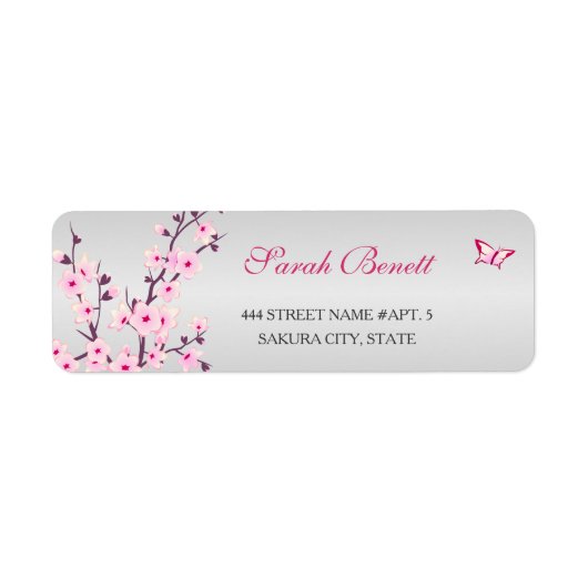 Étiquette Baby shower Floral de fleurs de cerisiers (Devant)