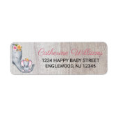 Étiquette Baby shower Floral Eléphant Rustique mignon (Devant)