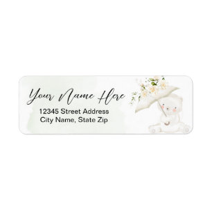 Étiquette Baby shower floral neutre pour les ours verts