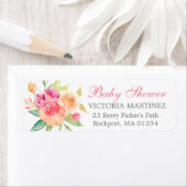 Étiquette Baby shower Floral Rose Automne Adresse de retour (En situation)