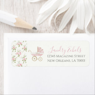 Étiquette Baby shower Floral rose du sud de Preppy