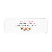 Étiquette Baby shower Floral Rose Et Or Adresse de retour (Devant)