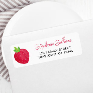 Étiquette Baby shower fraise Adresse de retour