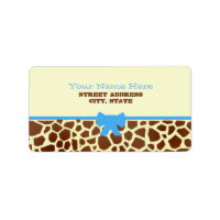 Étiquette baby shower - Giraffe Imprimer & Bleu