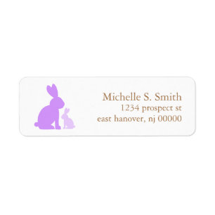 Étiquette Baby shower Lavender Maman et Baby Rabbits
