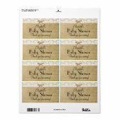 Étiquette Baby shower Merci Burlap et dentelle (Feuille entière)