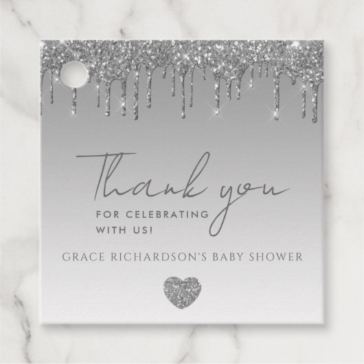 Étiquette Baby shower Merci Parties scintillant ar (Devant)