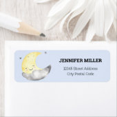 Étiquette Baby shower, mignonne lune de sommeil aquarelle (En situation)