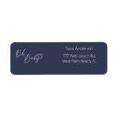 Étiquette Baby shower minimal Nautique Marine Oh bébé (Devant)