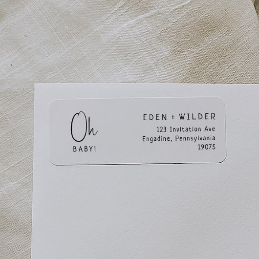 Étiquette Baby shower moderne simple Oh Baby Return Adresse