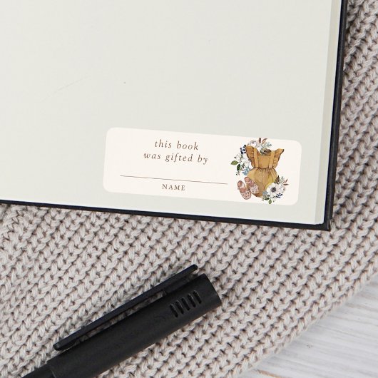 Étiquette Baby shower Neutral Boho Nursery Livre Cadeau Par