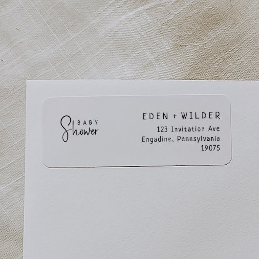 Étiquette Baby shower Neutre Moderne Simple Adresse de retou