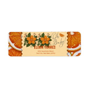 Étiquette Baby shower orange Citrus élégant et moderne