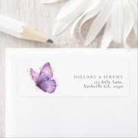 Baby shower papillon pourpre Adresse de retour