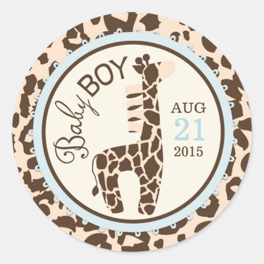 Étiquette Baby shower Poster de animal Giraffe (Devant)