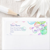 Étiquette Baby shower Rainbow Soap Bubbles (En situation)