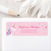 Étiquette Baby shower rose lunaire de la licorne (En situation)