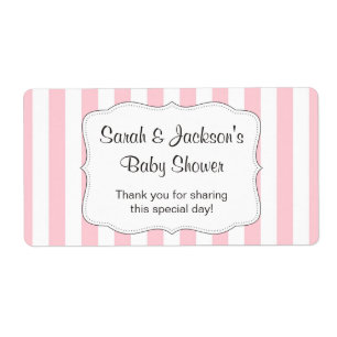 Étiquette Baby shower rose merci pour l'emballage bouteille