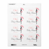 Étiquette Baby shower rose Silhouette Bouteille d'eau Étique (Feuille entière)