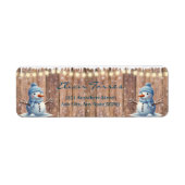 Étiquette Baby shower rustique moderne élégant Blue Snowman (Devant)