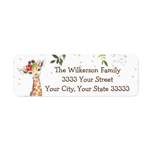 Étiquette Baby shower Safari Jungle Giraffe (Devant)
