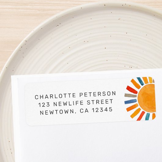 Étiquette Baby Shower Sun Return Address