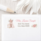 Étiquette Baby shower tribal TeePee Fox Adresse de retour (En situation)