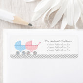 Étiquette Baby shower Twin Strollers Retourner l'adresse Éti (En situation)