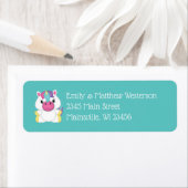 Étiquette Baby shower Unicorn Turquoise (En situation)